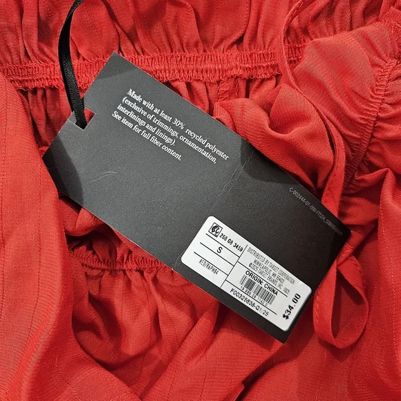 Future Collective Drop Waist Ruffle Mini A-Line Dress in Red Women's Size S - Picture 8 of 8